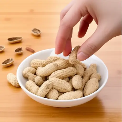 我喜欢把咸花生当零食吃。