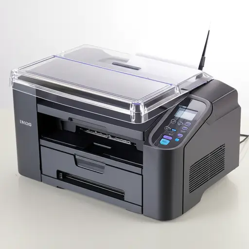 我把电脑打印机放在一个保护性的塑料罩下。