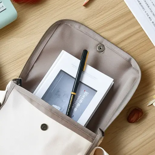 这个包里有很多东西，包括一本书和一支笔。