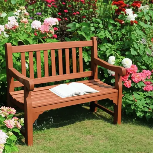 花园里的木制长椅非常适合阅读。