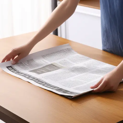 妈妈把报纸铺在桌子上。