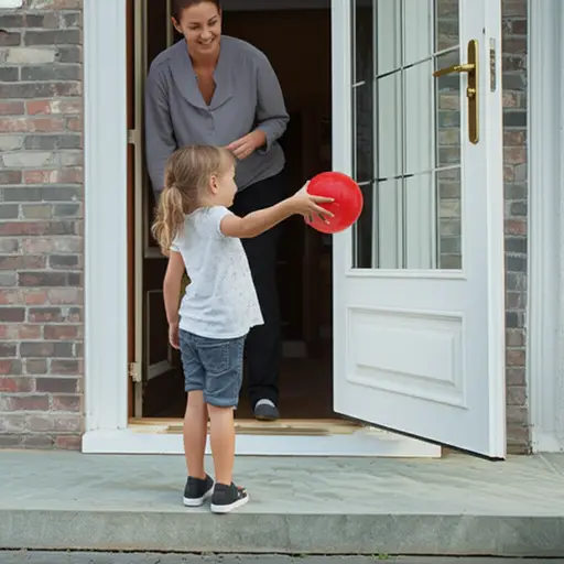 我去邻居家把我的球要了回来。