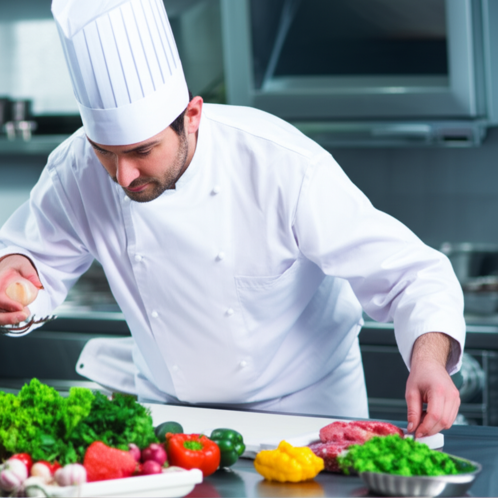 厨师正在准备食材。