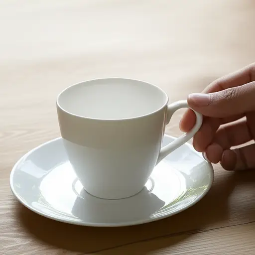 请拿一个杯子和碟子来。