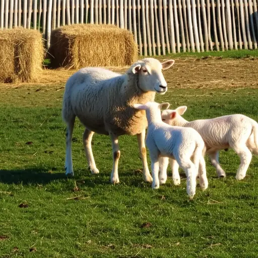 农场里有几只刚出生的羔羊。