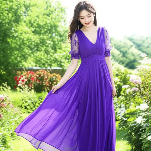 她的裙子是一种美丽的紫色。