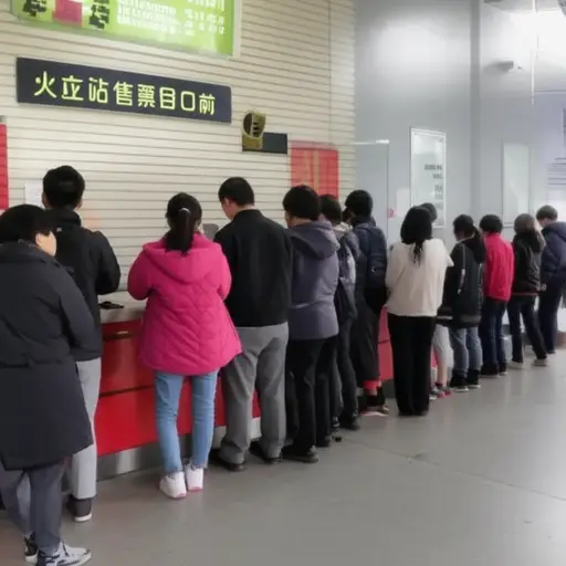 买票的队伍很长。