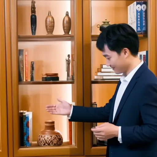 他收藏着来自遥远国度的异国工艺品。