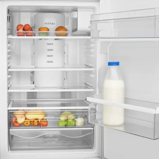 牛奶在冰箱里。