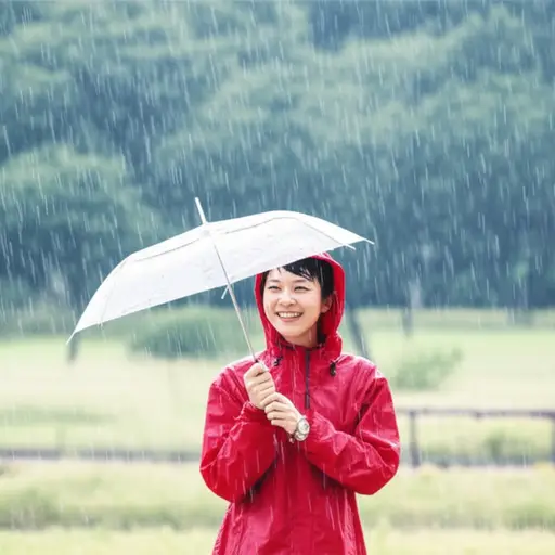 她的外套让她在风暴中保持干燥。