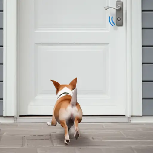 门铃一响，小狗就立刻跑到了门口。