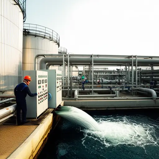 工厂在将废水排放到环境之前，必须进行处理以去除有害化学品。