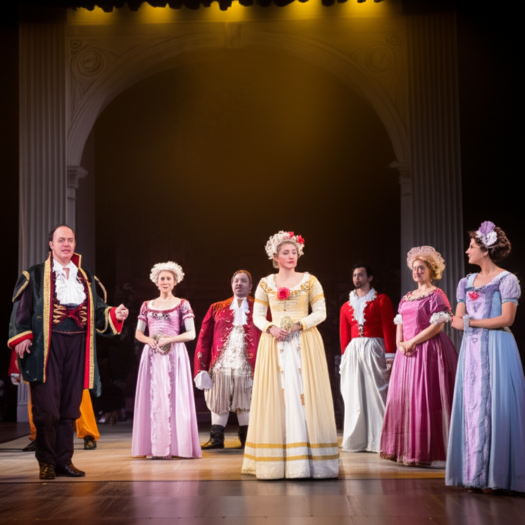 演员们正在表演一出歌剧。