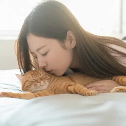 我每天早上都会亲一下我的猫。