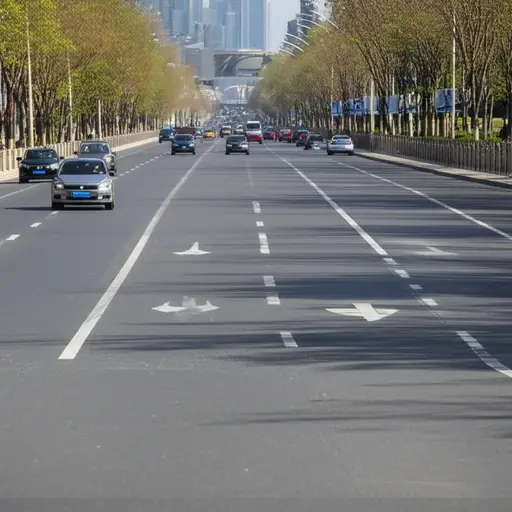 道路上车少了，交通比平时更顺畅地流动。
