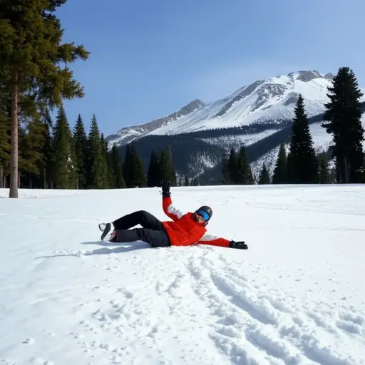 我第一次滑雪时摔了好几次。