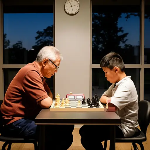 他每周五晚上都和爷爷下国际象棋。