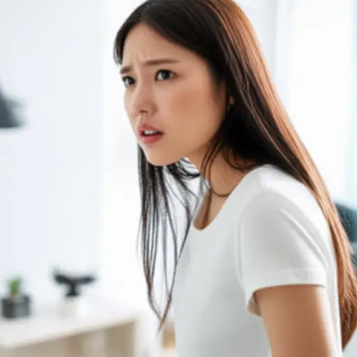 她紧张地越过肩膀回头看，以确保没有别人在听。