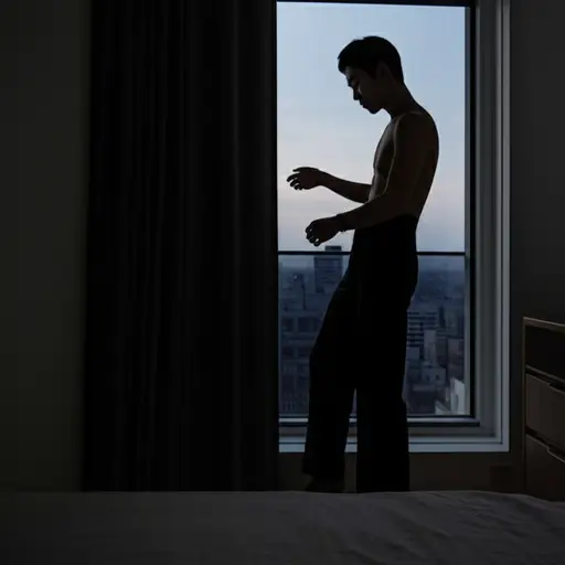 他离开得很早，不得不在黑暗中穿衣服。