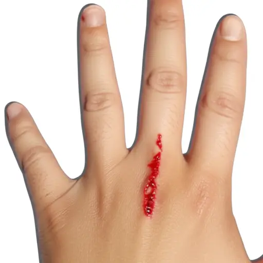 他的手指被割伤后流了很多血。