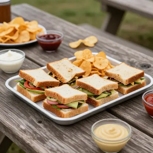 我推荐小 sandwiches、薯片和其他可以蘸[酱汁]的东西。