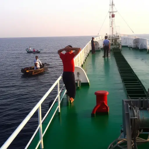 当我醒来走上甲板时，我看到船长正乘着小船回来。