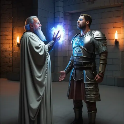 故事中，巫师用魔法治好了受伤的骑士。