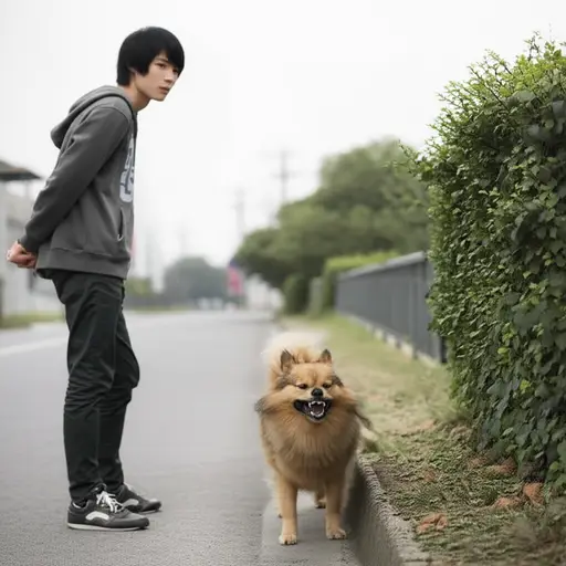 那只狗看起来不友好，所以我保持了距离。