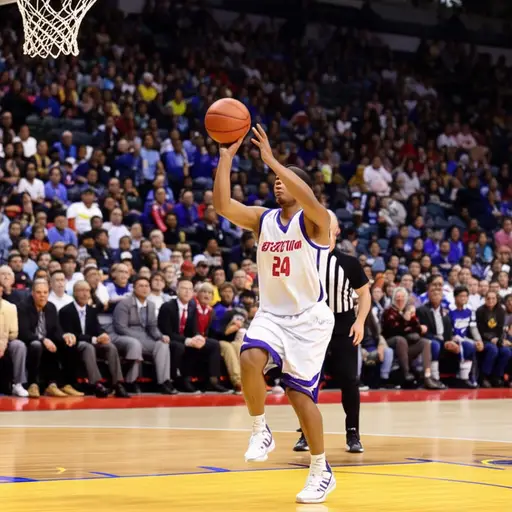 在我投进第一个三分球后，人群欢呼起来。