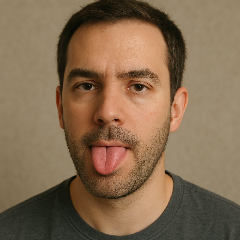 他正在像蛇一样吐舌头。