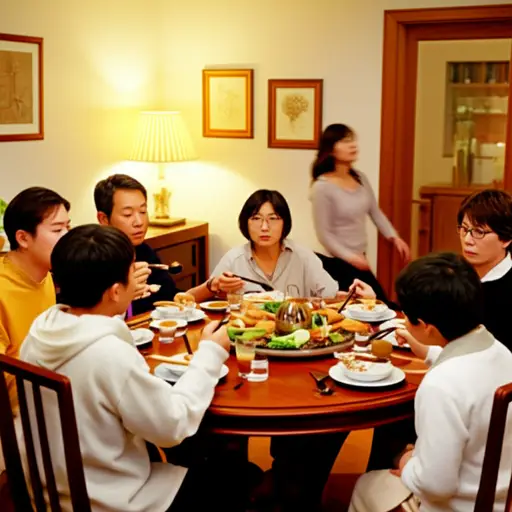 走开，让我们安静地吃完晚饭。