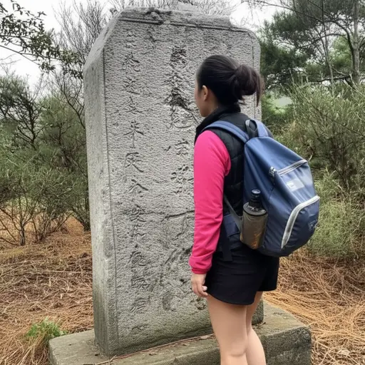 我们在旅行中看到了一座古老的纪念碑。