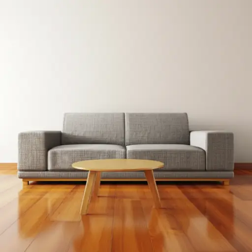 客厅里有一张大沙发和一张小桌子。