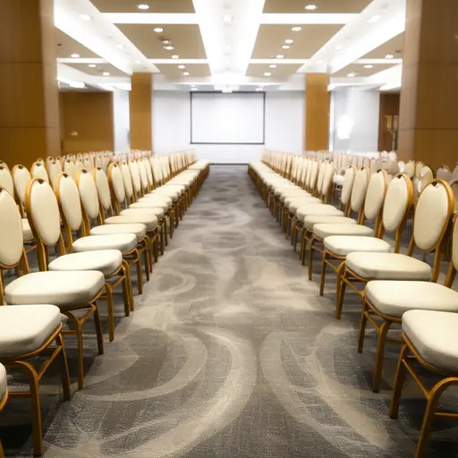 大厅里有一长排空椅子。