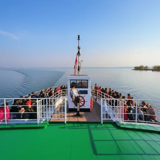 所有人安全登上渡轮后，船长便开始了穿越湖泊的航程。