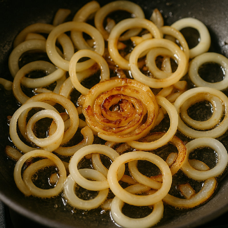 把洋葱炒至金黄。