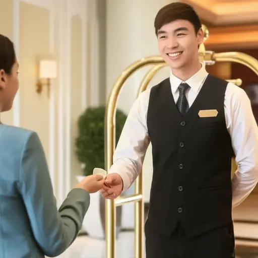 他给了行李员小费。