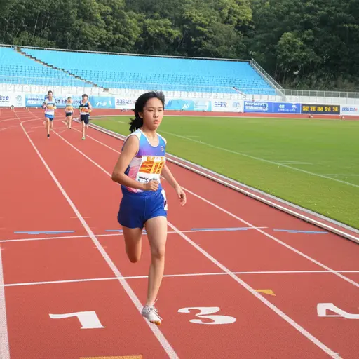 她跑得很快，得了第二名。