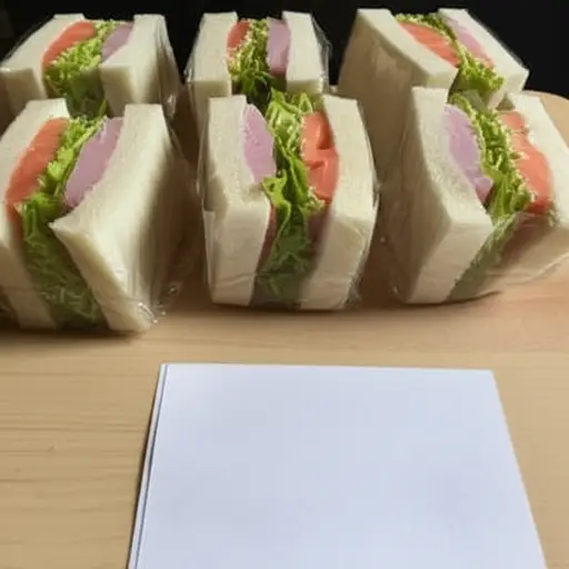 我给他们留了些三明治晚点吃。