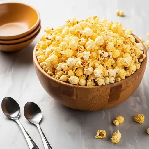 我做了一大碗黄油爆米花当我们的零食。