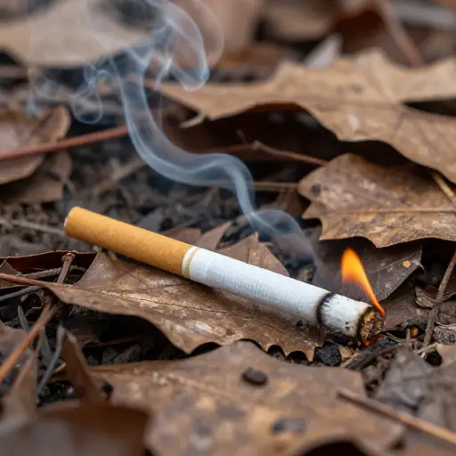 火灾是由香烟的火花引起的。