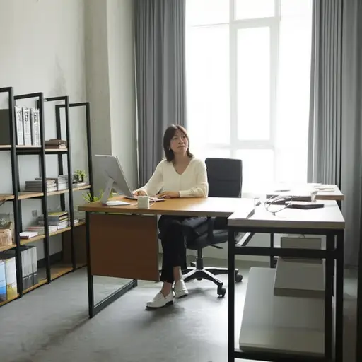 她有一间小型的私人办公室。