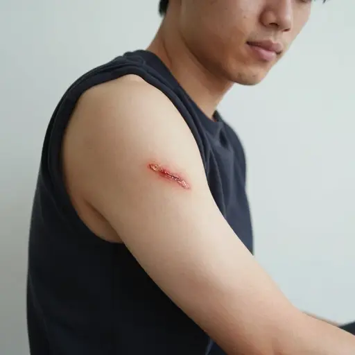 那只是皮肉伤，所以他恢复得很快。