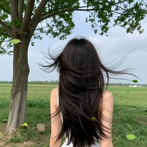 尽管风很大，她的头发依然纹丝不动。