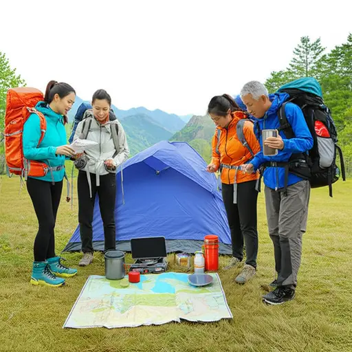 探险开始前，我们被配备了帐篷、炉灶和详细的地图。