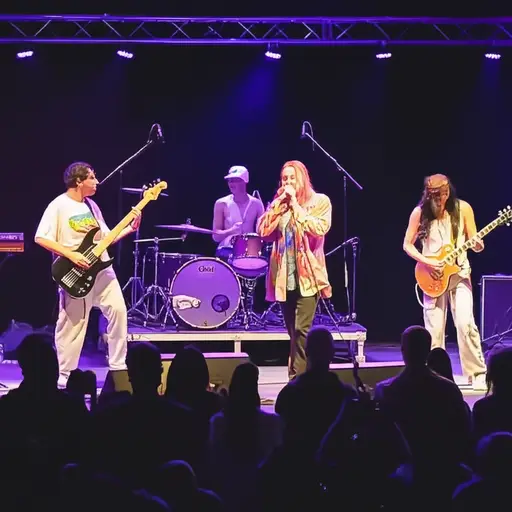 他们演奏的摇滚乐节奏感很棒。