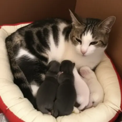 他们的猫最近生了四只小猫。