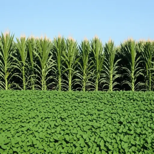 这个地区种植的主要作物是玉米和大豆。