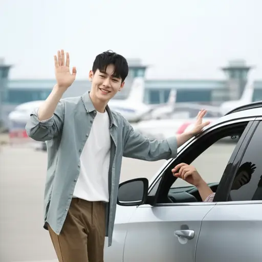 我哥哥主动提出开车送我们去机场。