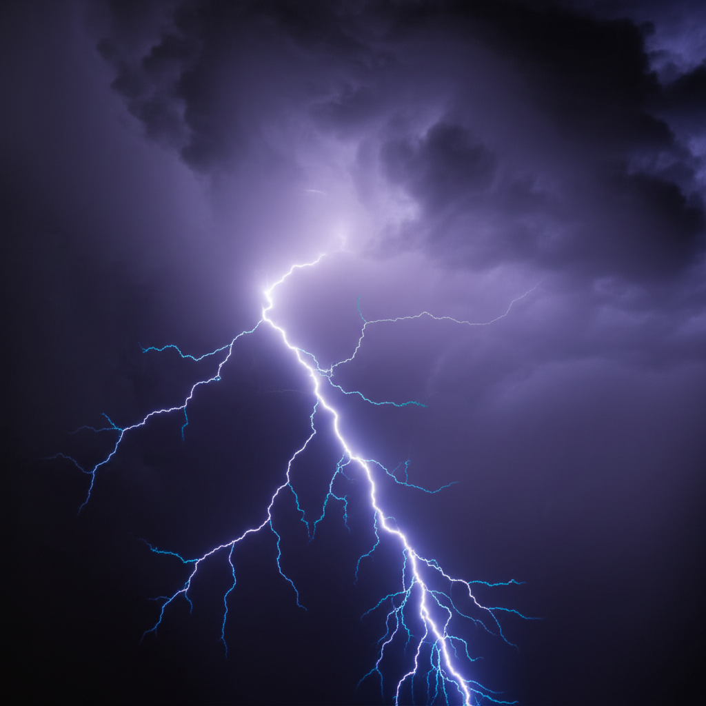 闪电的亮光持续了一瞬间。